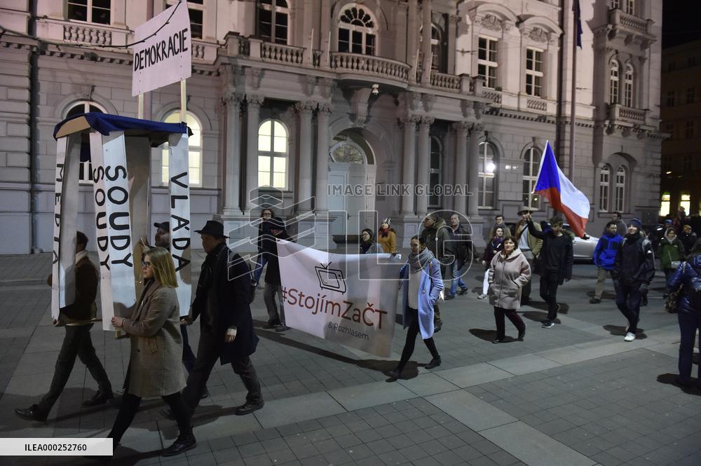 Protest event, Million Moments for democracy, Brno Together, against Stanislav Krecek ombudsman