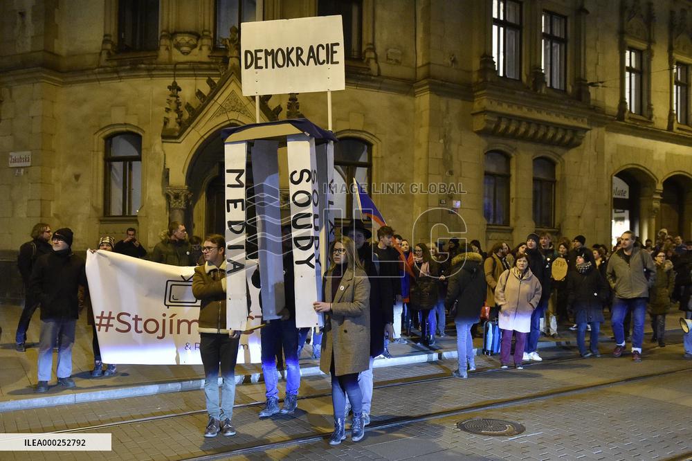 Protest event, Million Moments for democracy, Brno Together, against Stanislav Krecek ombudsman