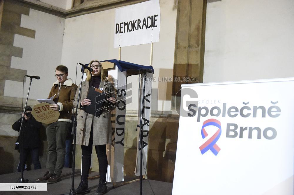 Protest event, Million Moments for democracy, Brno Together, against Stanislav Krecek ombudsman