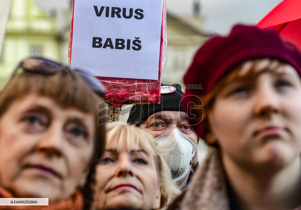 protest rally staged by the Million Moments for Democracy in Prague