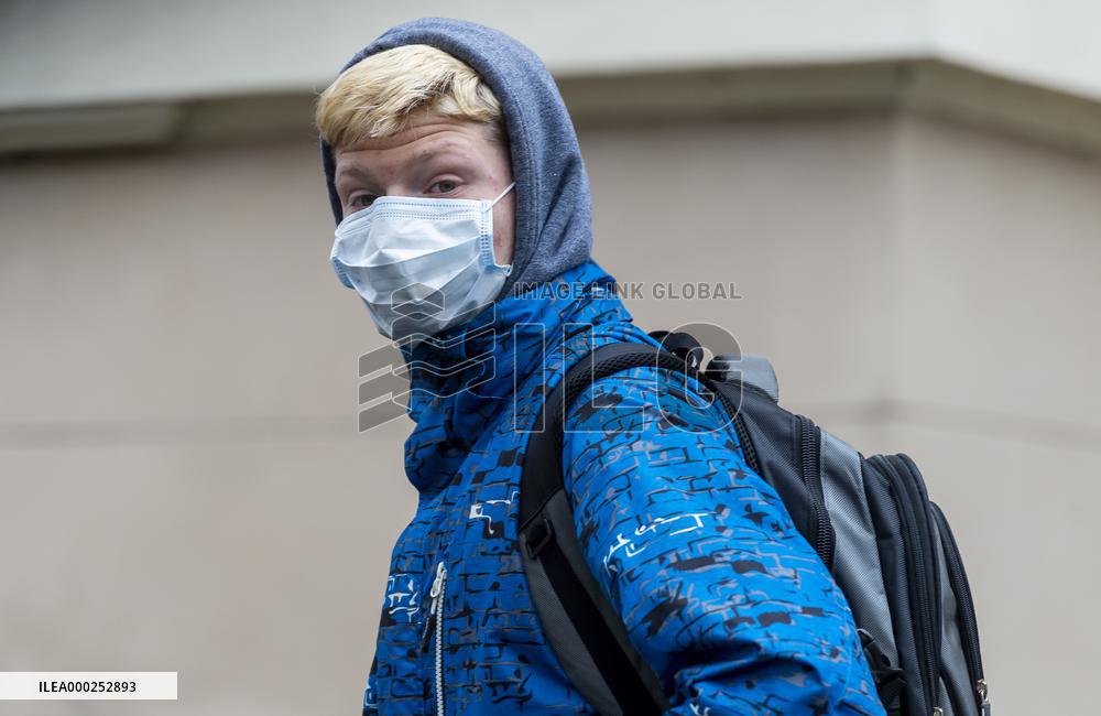 a man with a face mask