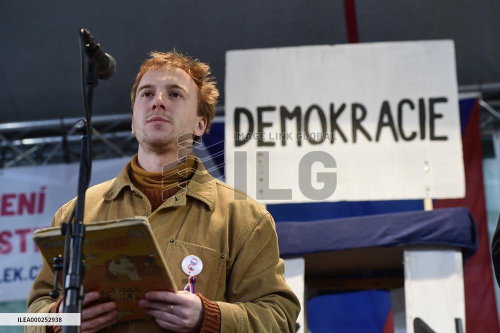 protest rally staged by the Million Moments for Democracy in Prague