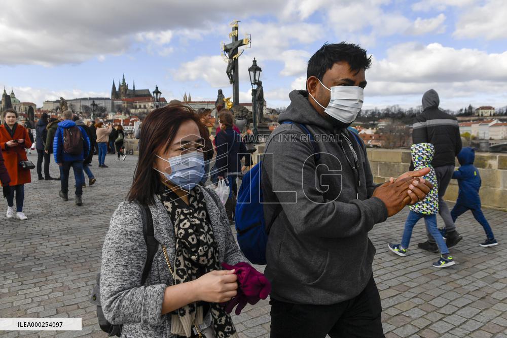 Prague, Charles Bridge, Prague Castle, tourist, tourism, empty, state of emergency over coronavirus across Czech Republic