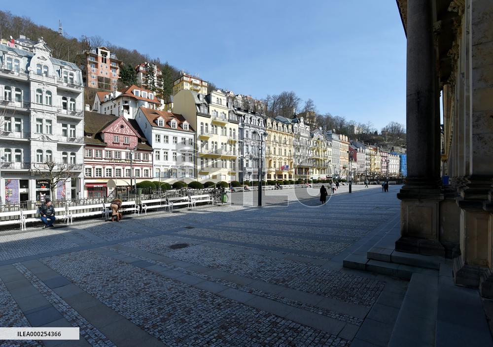 empty Karlovy Vary, Karlsbad, spa town