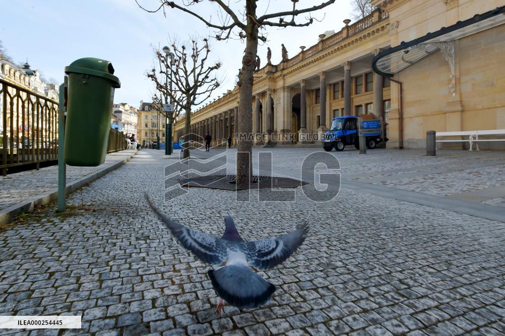empty Karlovy Vary, Karlsbad, spa town