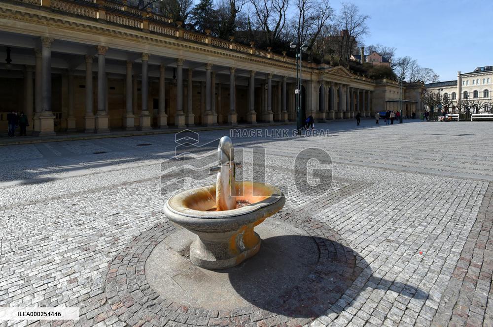empty Karlovy Vary, Karlsbad, spa town