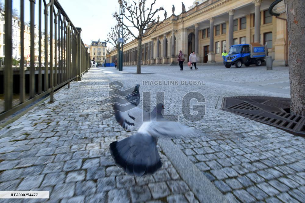 empty Karlovy Vary, Karlsbad, spa town