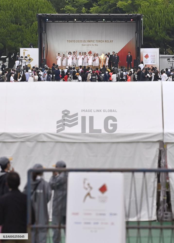 Olympic torch relay taken off public roads in Fukuoka