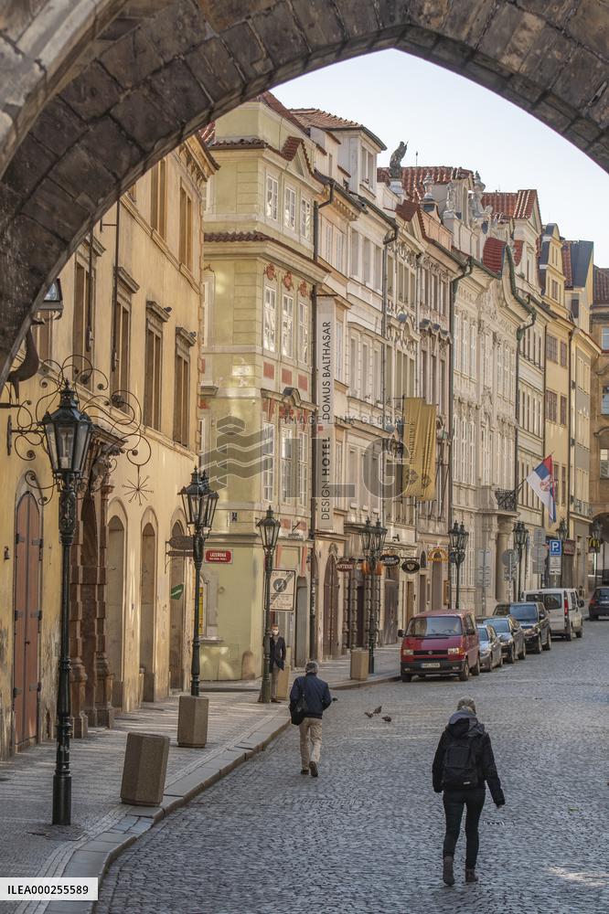Prague city center without tourists