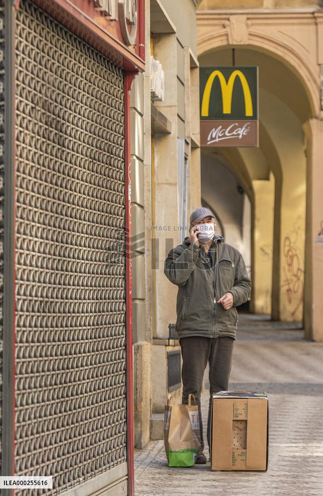 Prague city center without tourists, McDonald's