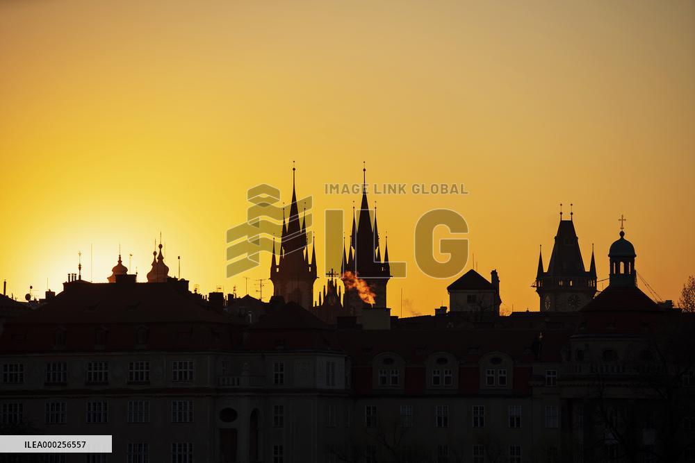 Sunrise over the Prague's Old Town