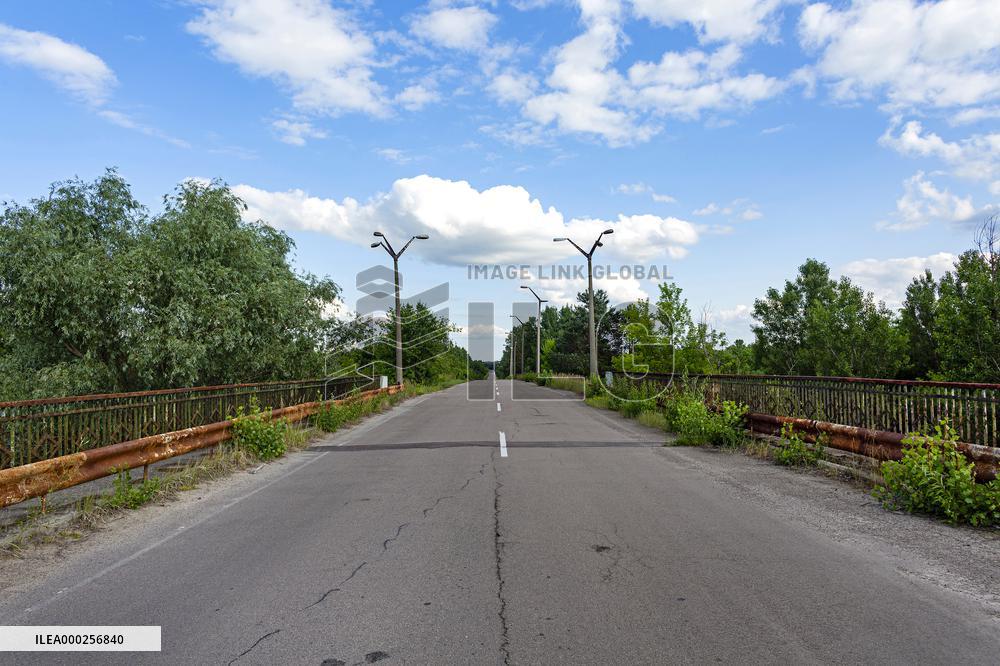Chernobyl zone, restricted territory, Bridge of Death in Pripyat