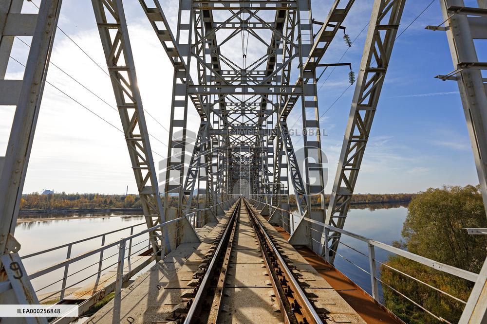 Chernobyl zone, restricted territory, railway bridge