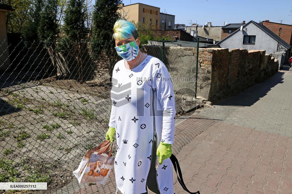 Fashionable woman during the coronavirus pandemic