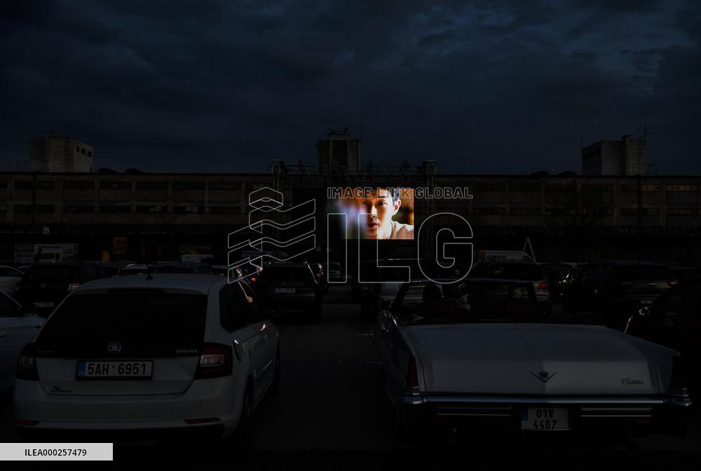 Art Parking drive-in film festival, Freight railway station Zizkov, Prague