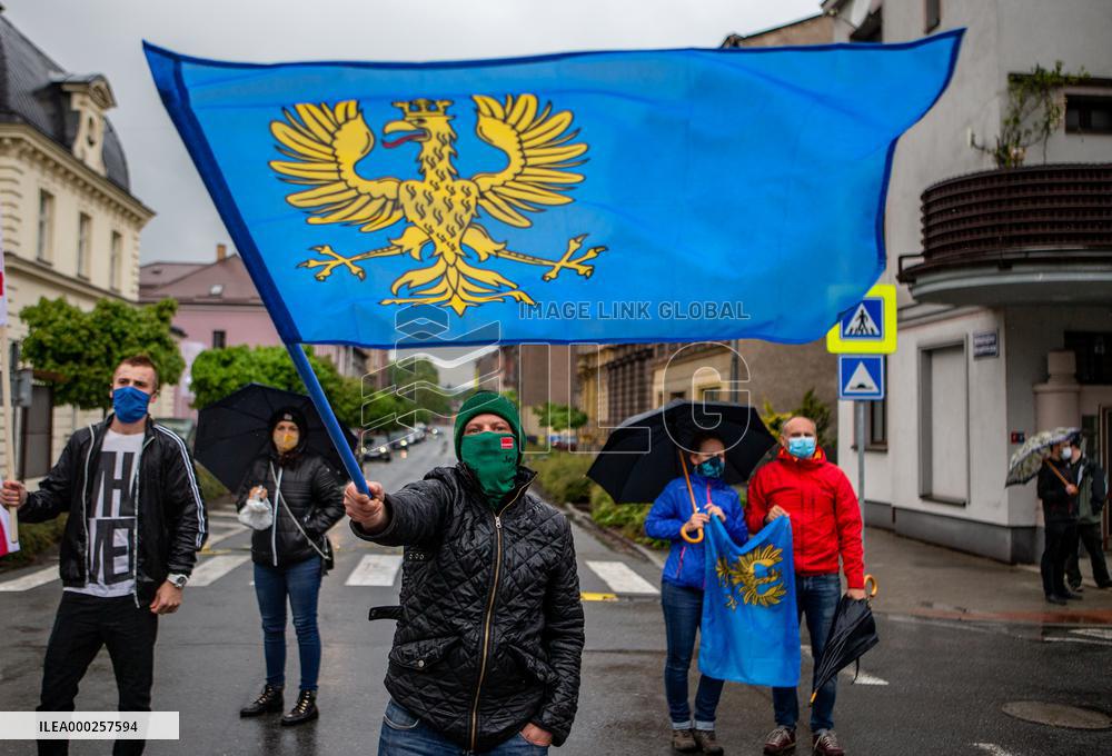 Cesky Tesin, Cieszyn, demonstration for the reopening of the Czech-Polish border