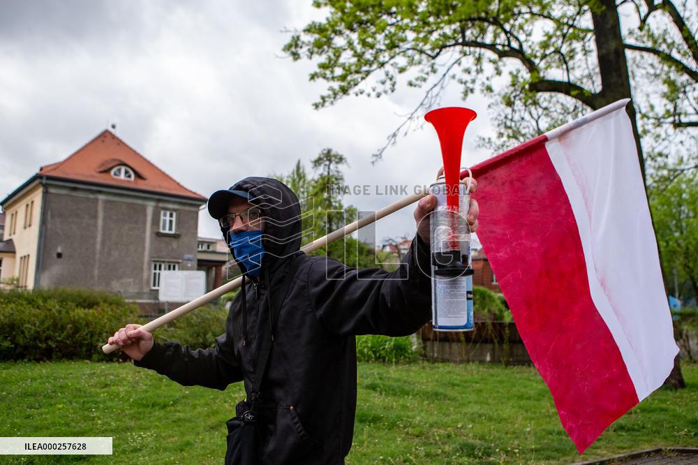 Cesky Tesin, Cieszyn, demonstration for the reopening of the Czech-Polish border