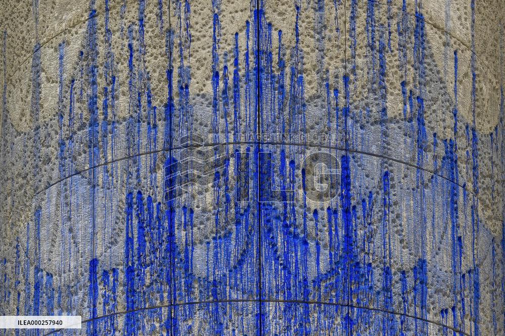 artist Federico Diaz has installed his art relief on the Blanka road tunnel's ventilation shaft