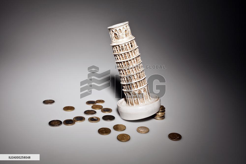 euro, EUR, coin, coins, money, cash, currency, Leaning Tower of Pisa, Italy