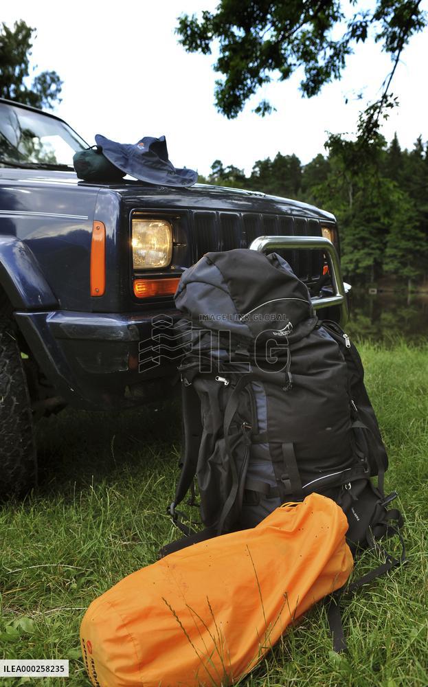 camping, camp, car, bag