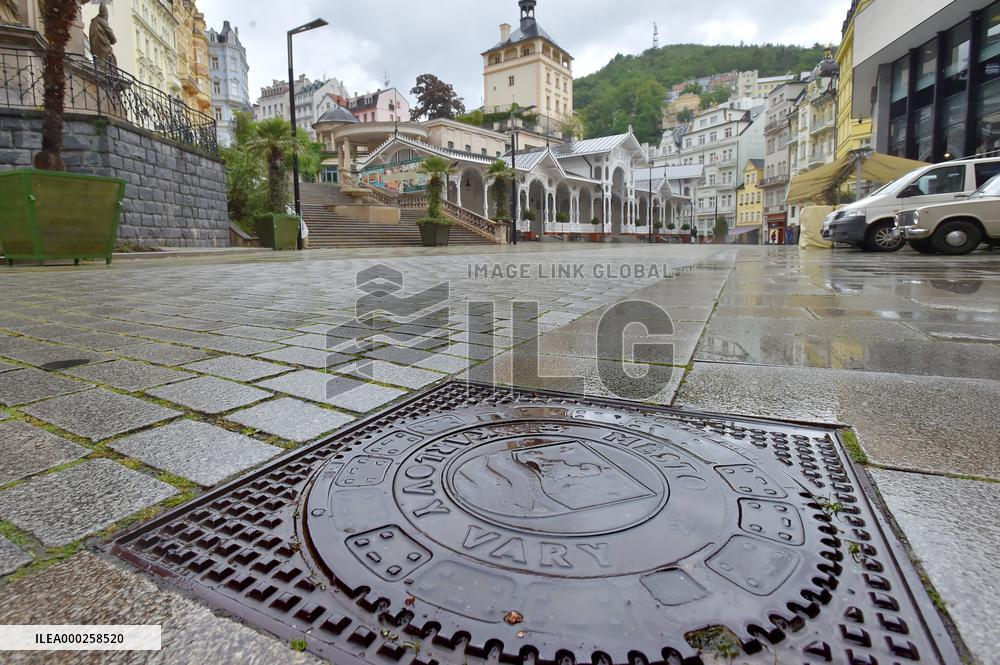 Karlovy Vary Spa, reopening, Market Colonnade, without people