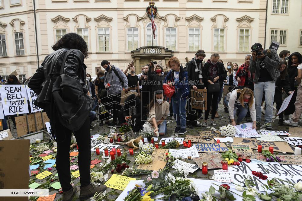 demonstration against the police violence and racism in the USA was held in Prague, Embassy of the United States