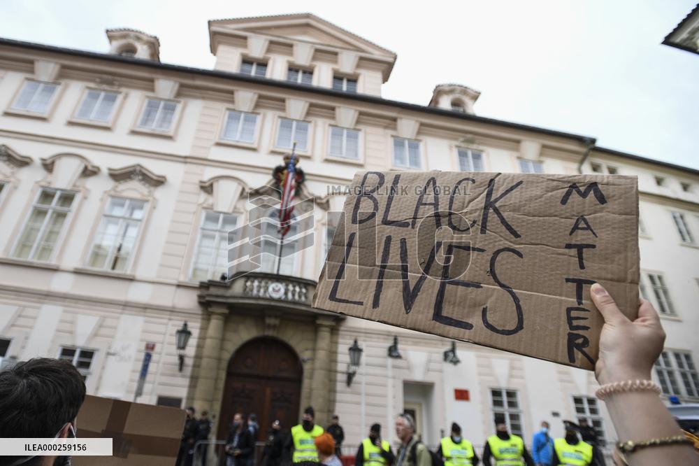 demonstration against the police violence and racism in the USA was held in Prague, Embassy of the United States