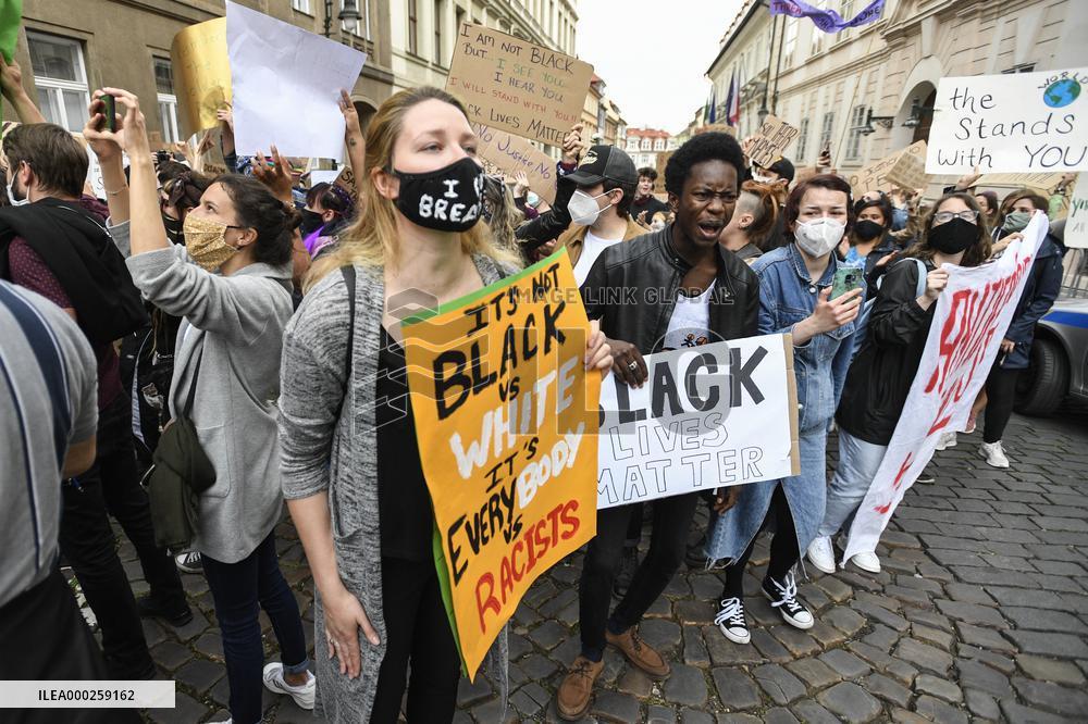 demonstration against the police violence and racism in the USA was held in Prague, Embassy of the United States