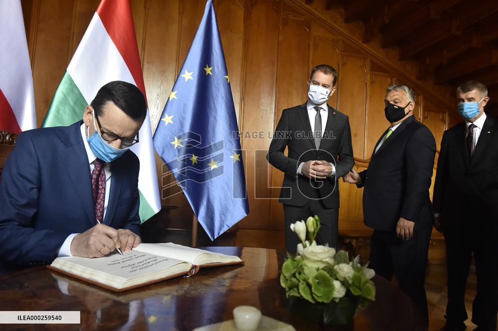 Mateusz Morawiecki, Igor Matovic, Viktor Orban, Andrej Babis, Meeting of Czech, Hungarian, Polish and Slovak (V4) prime ministers