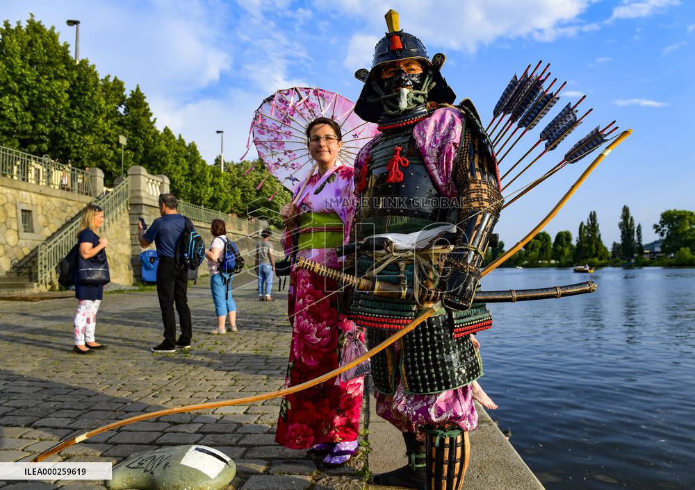 Dragon boats on Vltava River