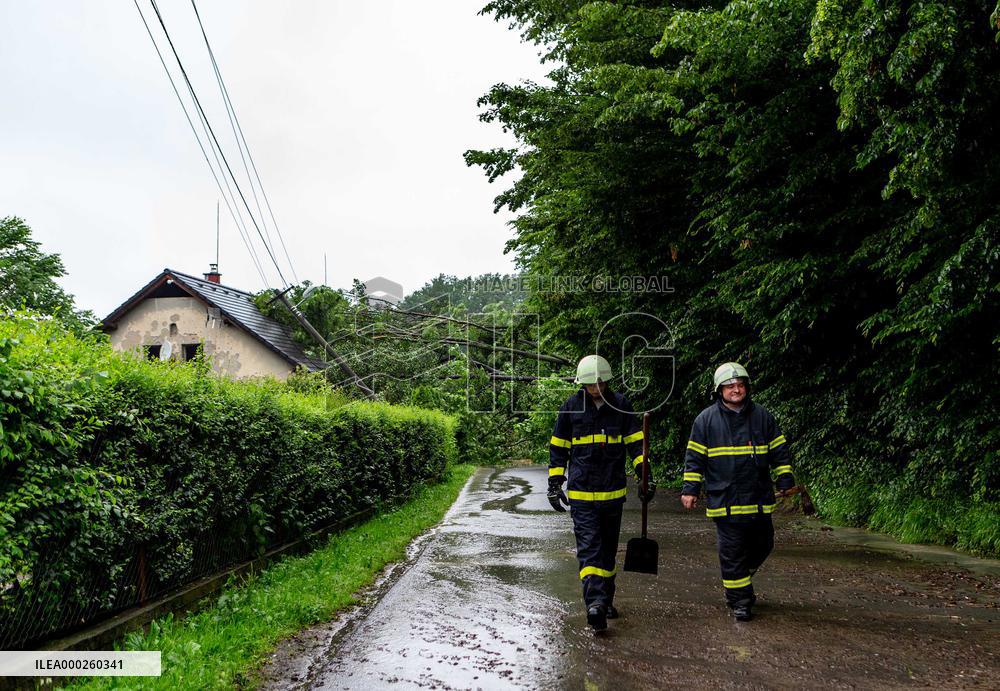 Firemen, Lubina, Koprivnice, waterlogged, hillside fell, fallen trees, power lines