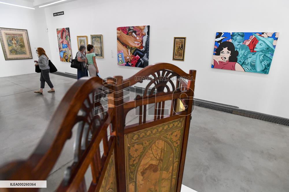 Exhibition Elusive Fusion, Painting of Alfons Mucha, Pasta Oner, Museum Kampa