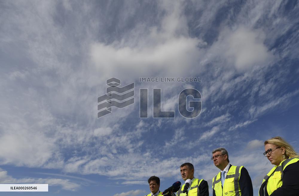 Radek Matl, Andrej Babis, Karel Havlicek, Klara Dostalova, construction site of Nove Straseci - Revnicov bypass, D6