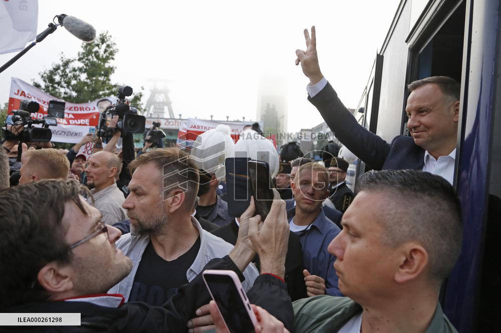 Polish President Andrzej Duda meeting with the miners of the Zofiowka coal mine in Jastrzebie.