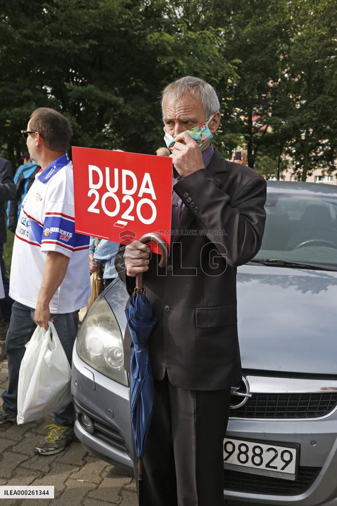 Polish President Andrzej Duda meeting with the residents of the town of Dabrowa Gornicza.