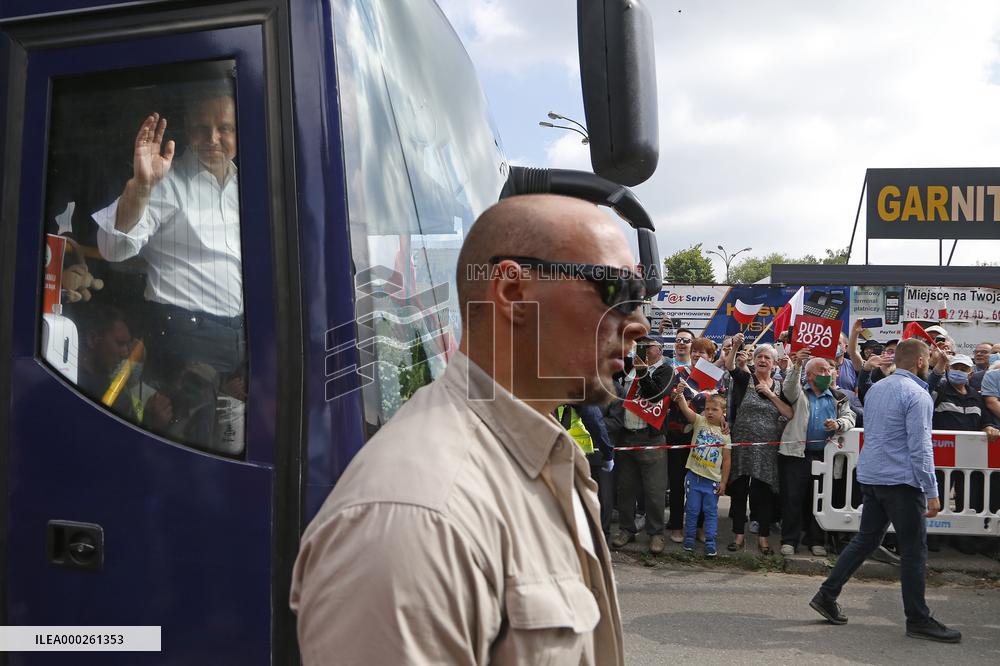 Polish President Andrzej Duda meeting with the residents of the town of Dabrowa Gornicza.