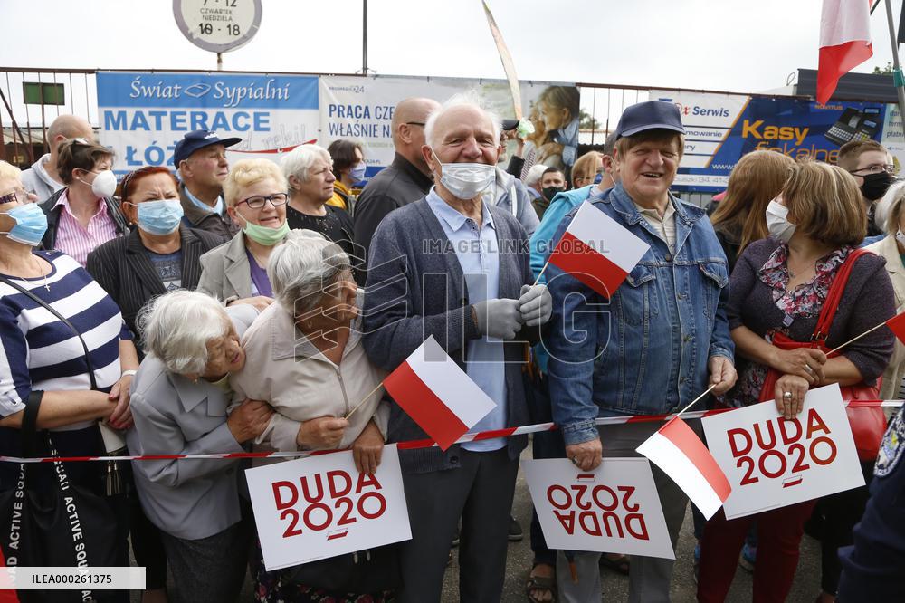 Polish President Andrzej Duda meeting with the residents of the town of Dabrowa Gornicza.