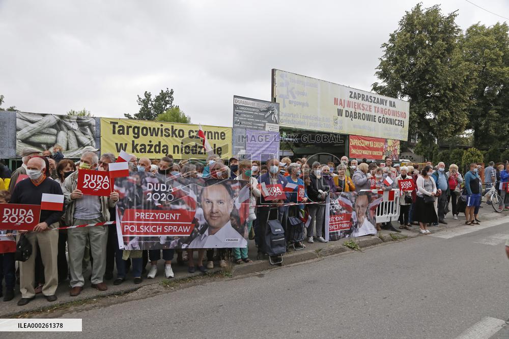 Polish President Andrzej Duda meeting with the residents of the town of Dabrowa Gornicza.