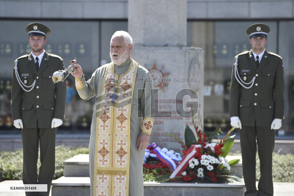 Granite slabs commemorating dead soldiers Red Army during WWII in Brno