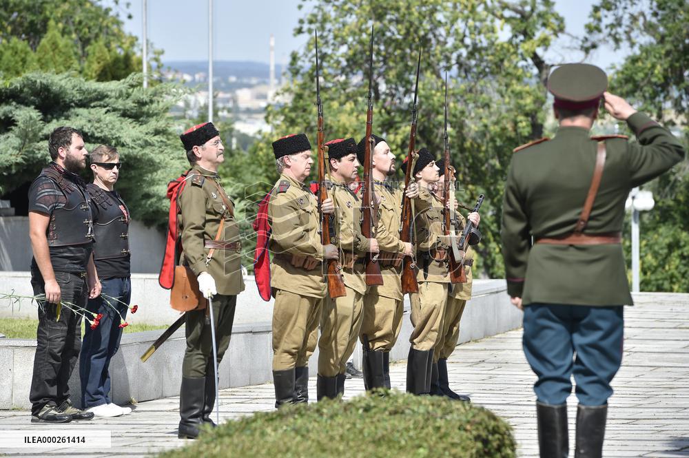 Granite slabs commemorating dead soldiers Red Army during WWII in Brno