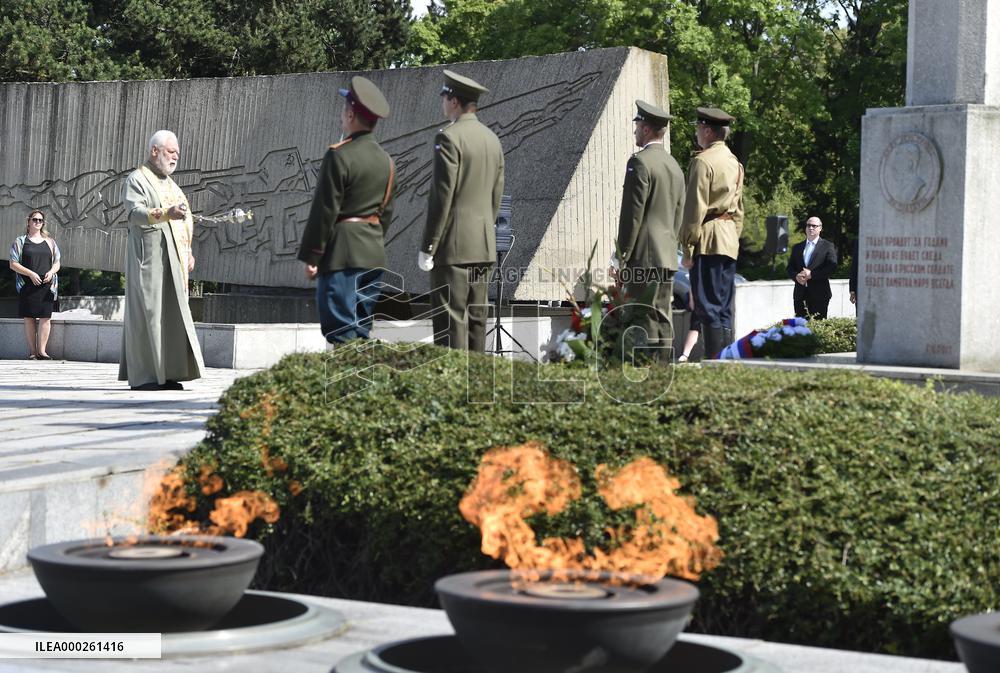 Granite slabs commemorating dead soldiers Red Army during WWII in Brno