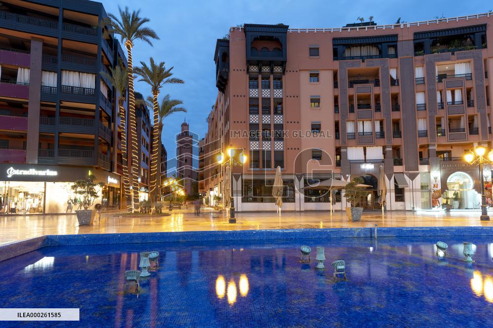 evening atmosphere in the modern part of Marrakesh Gueliz