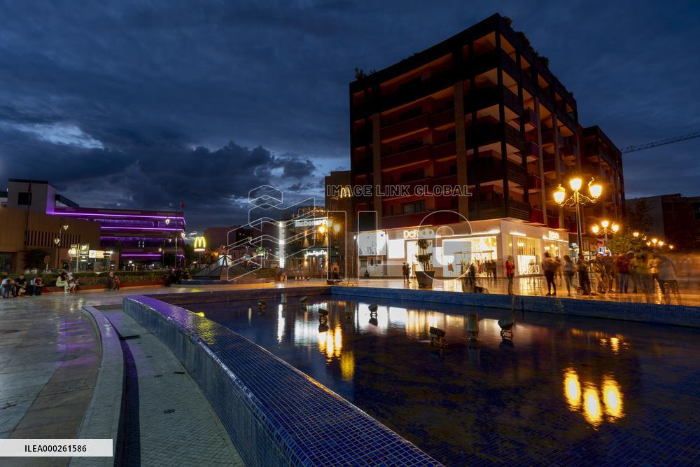 evening atmosphere in the modern part of Marrakesh Gueliz