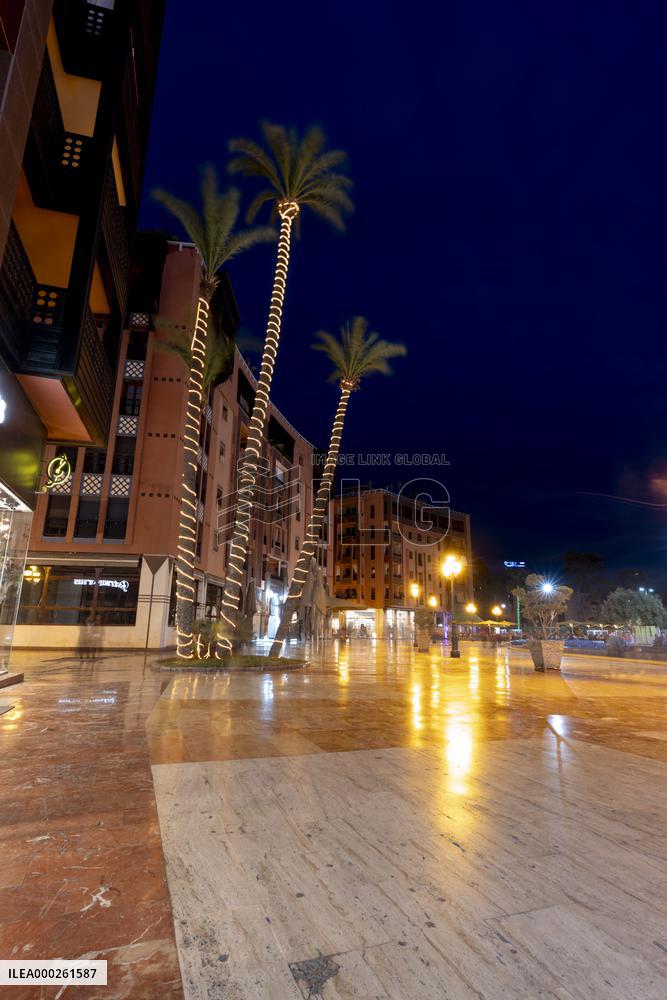 evening atmosphere in the modern part of Marrakesh Gueliz