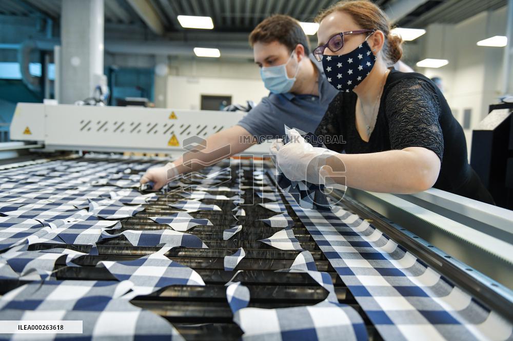 protection face masks production at the Eurazio Center, protection face mask