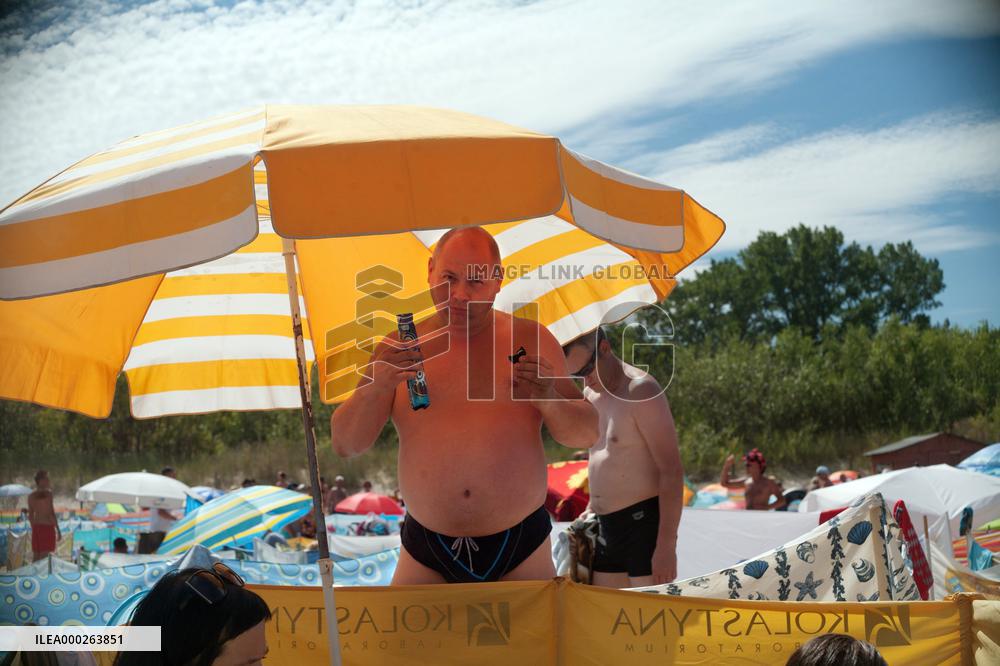 The beach in the Wladyslawowo, popular Baltic sea resort in Poland