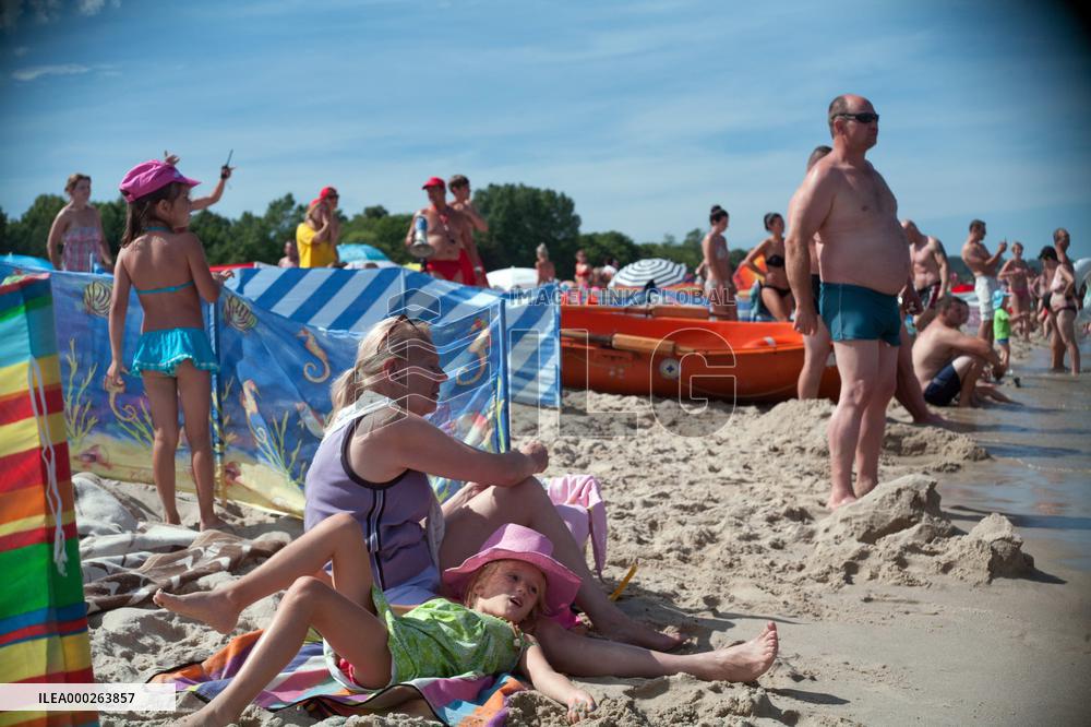 The beach in the Wladyslawowo, popular Baltic sea resort in Poland