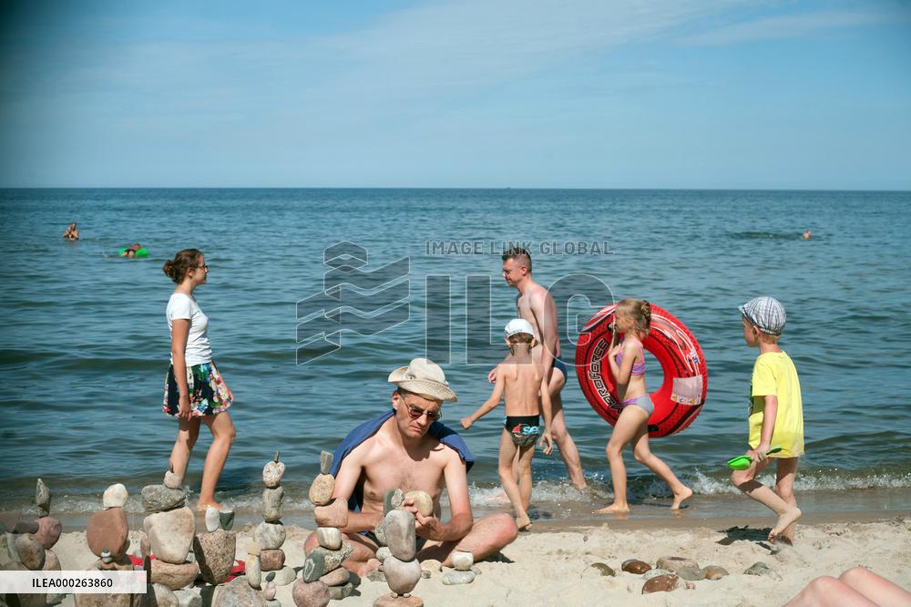 The beach in the Wladyslawowo, popular Baltic sea resort in Poland