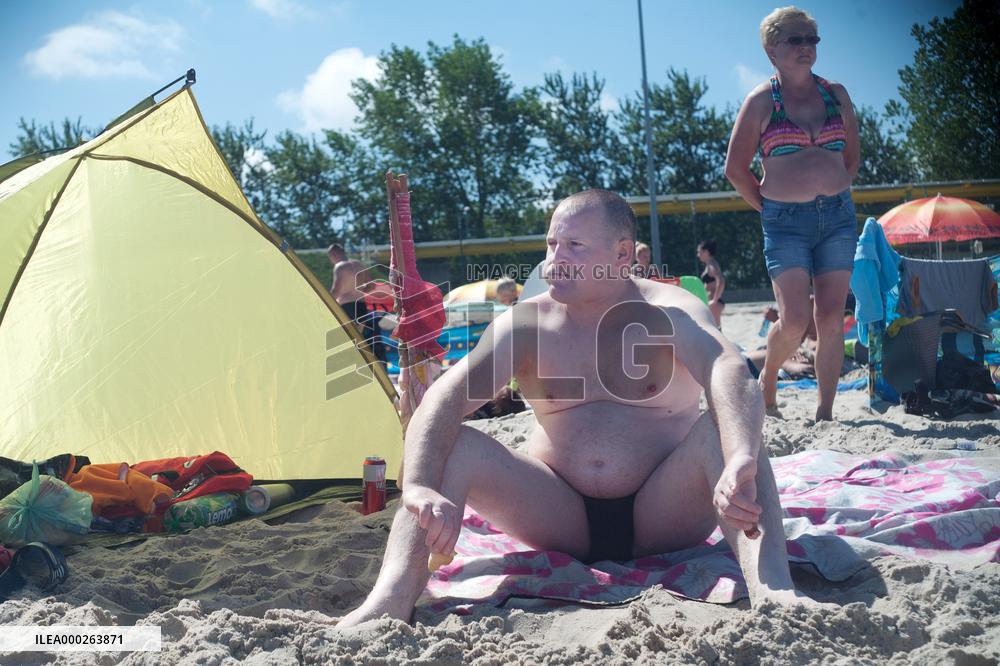 The beach in the Wladyslawowo, popular Baltic sea resort in Poland