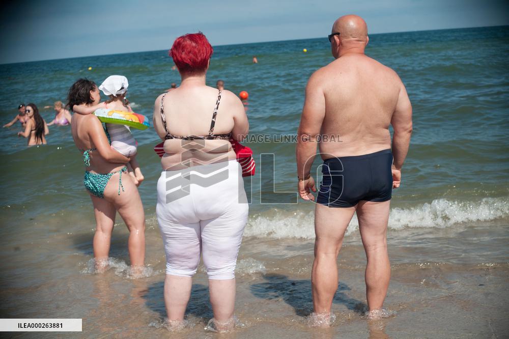 The beach in the Wladyslawowo, popular Baltic sea resort in Poland